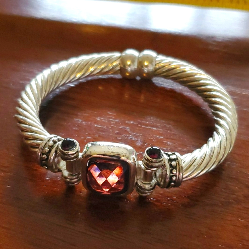 Garnet and Silver Bracelet